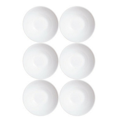 URBNLIVING 4cm Height White Opal Glass Classy Bowls Set of 6