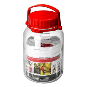 URBNLIVING 4L Clear Glass Food Jar With Red Plastic Handle Lid