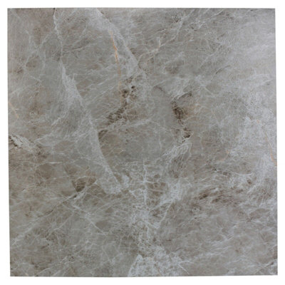 URBNLIVING 4m Square Marble Effect Vinyl Floor Grey Carrara Tiles and Grey colour Self Adhesive Flooring Planks