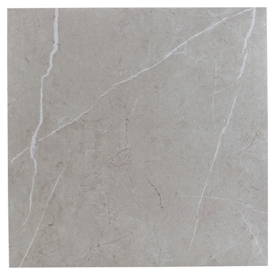 URBNLIVING 4m Square Marble Effect Vinyl Floor Tiles Edgecomb Grey Beige Stone Colour Self Adhesive Flooring Planks Lino