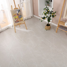 URBNLIVING 4m Square Marble Effect Vinyl Floor Tiles Edgecomb Grey colour Self Adhesive Flooring Planks Lino