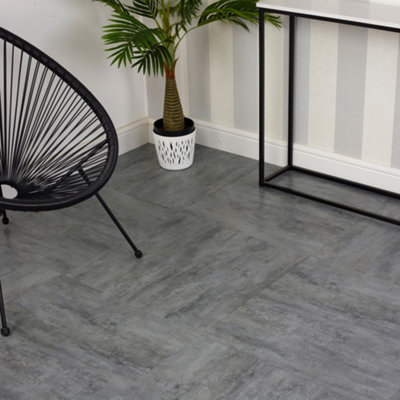 URBNLIVING 4m Square Marble Effect Vinyl Floor Tiles Slate Grey Colour