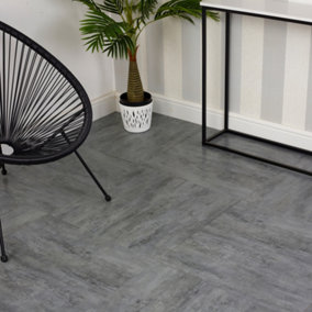 URBNLIVING 4m Square Marble Effect Vinyl Floor Tiles Slate Grey Colour Self Adhesive Flooring Planks Lino