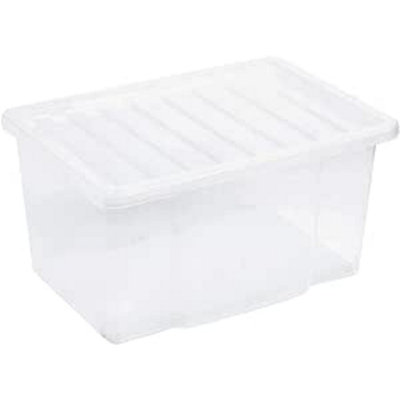 URBNLIVING 50 Litre Clear Container Plastic Storage Box With Clip Lid Set of 3