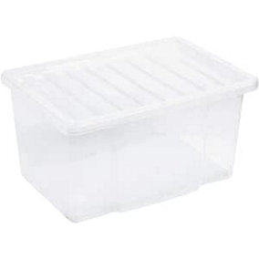 URBNLIVING 50 Litre Clear Container Plastic Storage Box With Clip Lid Set of 3