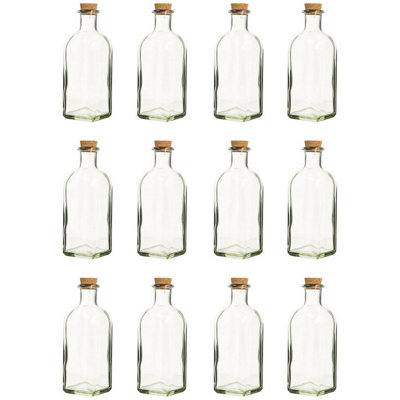 URBNLIVING 500ml 12pcs Glass Storage Bottle Jars Vials Cork Stopper Lid Kitchen Cruet Food Set