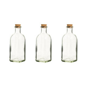 URBNLIVING 500ml 3pcs Glass Storage Bottle Jars Vials Cork Stopper Lid Kitchen Cruet Food Set