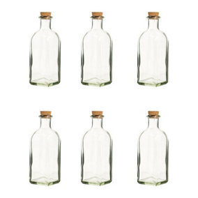 URBNLIVING 500ml 6pcs Glass Storage Bottle Jars Vials Cork Stopper Lid Kitchen Cruet Food Set