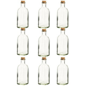 URBNLIVING 500ml 9pcs Glass Storage Bottle Jars Vials Cork Stopper Lid Kitchen Cruet Food Set
