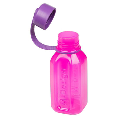 URBNLIVING 500ml Pink Reusable Water Drinking Sports Bottle Container Flask with Purple Leakproof Lid