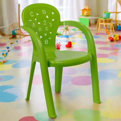 URBNLIVING 50cm Height 6 Pcs Green Coloured Stackable Plastic Chairs for Kids Party Play Set DIY at B Q