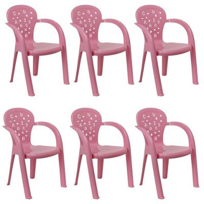 URBNLIVING 50cm Height 6 Pcs Pink Coloured Stackable Plastic Chairs for ...
