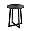 URBNLIVING 50cm Height Round MDF Coffee Side End Table with Steel Frame Legs Living Room Black Marble