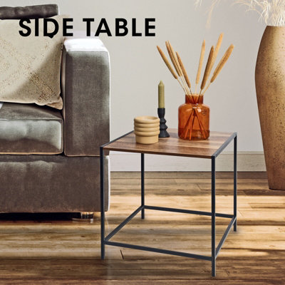 URBNLIVING 50cm Large Wood & Metal Side Snack Table Couch Sofa End ...