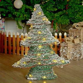 URBNLIVING 50cm Pre Lit Artificial Christmas Tree Green & White Xmas Light Up LED Festive Decor
