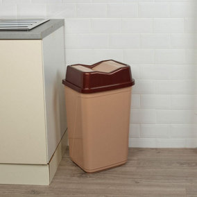 URBNLIVING 50L Cappuccino Colour Plastic Waste Recycling Bin With Butterfly Lid for Kitchen or Office