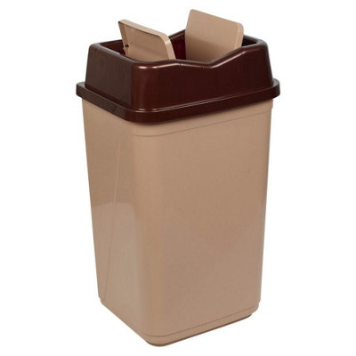 URBNLIVING 50L Cappuccino Colour Plastic Waste Recycling Bin With Butterfly Lid for Kitchen or Office