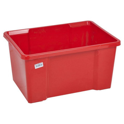 URBNLIVING 50L Red Colour Plastic Storage Boxes with Clip Lid Quality ...