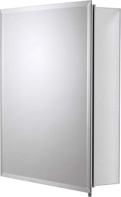 URBNLIVING 510cm Height 1 Door 2 Glass Shelves Bathroom Aluminium Cabinet Mirror Surface Mount