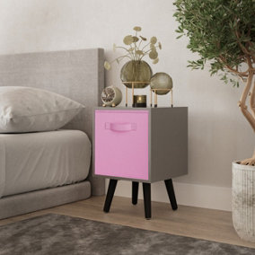 URBNLIVING 51cm Grey Wooden Cube Storage Bookcase Light Pink Inserts Scandinavian Black Legs