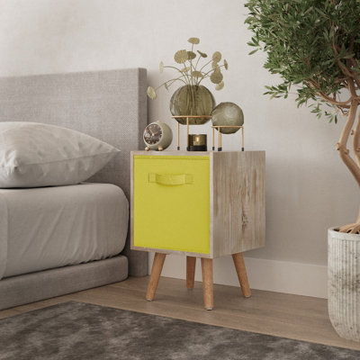 URBNLIVING 51cm Height Antique Oak Wooden Cube Storage Bookcase Yellow ...