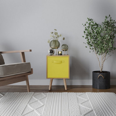 URBNLIVING 51cm Height Beech Wooden Cube Storage Bookcase yellow ...