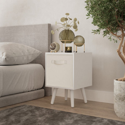 URBNLIVING 51cm Height White Wooden Cube Storage Bookcase White Legs Cream Colour Inserts