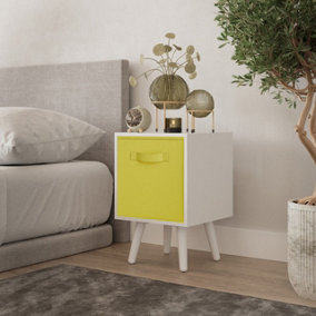 URBNLIVING 51cm Height White Wooden Cube Storage Bookcase Yellow Inserts Scandinavian White Legs