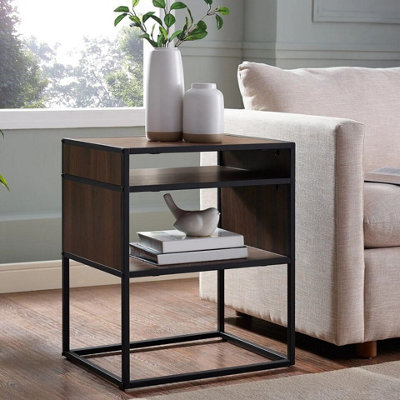 URBNLIVING 51cm Width Industrial Modern Square Open Shelf Storage Sofa Side End Night Stand Table