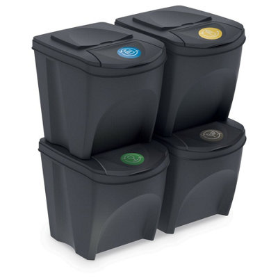 URBNLIVING 52 cm 34 x 25L Large Anthracite Stackable Kitchen Food ...
