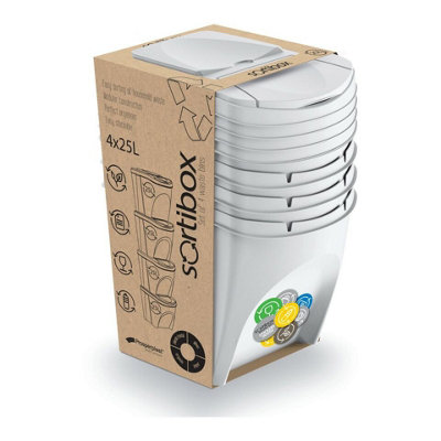 URBNLIVING 52 cm 34 x 25L Large White Stackable Kitchen Food Recycling ...