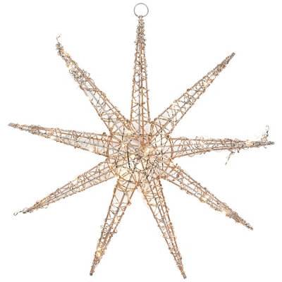URBNLIVING 52cm Width Hanging Gold Snowflake Christmas Star Decoration LED lights