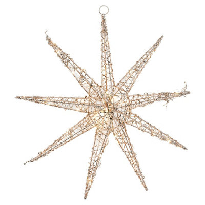 URBNLIVING 52cm Width Hanging Gold Snowflake Christmas Star Decoration LED lights