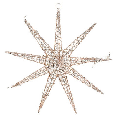 URBNLIVING 52cm Width Hanging Gold Snowflake Christmas Star Decoration LED lights