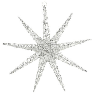 URBNLIVING 52cm Width Hanging Silver Snowflake Christmas Star Decoration LED lights