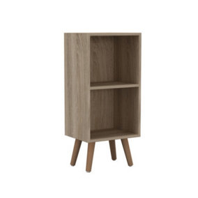 URBNLIVING 53cm Height 2 Tier Antique Oak Wooden Storage Cube Bookcase Scandinavian Style Beech Legs