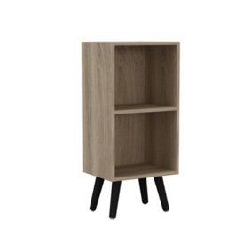 URBNLIVING 53cm Height 2 Tier Antique Oak Wooden Storage Cube Bookcase Scandinavian Style Black Legs