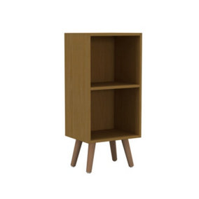 URBNLIVING 53cm Height 2 Tier Beech Wooden Storage Cube Bookcase Scandinavian Style Beech Legs