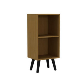 URBNLIVING 53cm Height 2 Tier Beech Wooden Storage Cube Bookcase Scandinavian Style Black Legs