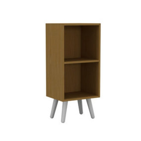 URBNLIVING 53cm Height 2 Tier Beech Wooden Storage Cube Bookcase Scandinavian Style White Legs