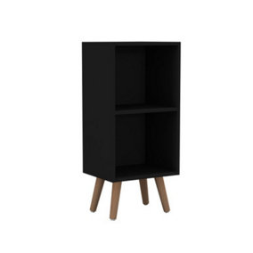 URBNLIVING 53cm Height 2 Tier Black Wooden Storage Cube Bookcase Scandinavian Style Beech Legs
