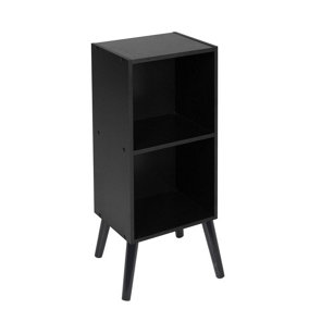 URBNLIVING 53cm Height 2 Tier Black Wooden Storage Cube Bookcase Scandinavian Style Black Legs