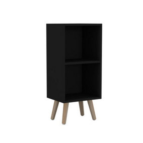 URBNLIVING 53cm Height 2 Tier Black Wooden Storage Cube Bookcase Scandinavian Style Pine Legs