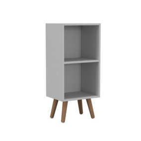 URBNLIVING 53cm Height 2 Tier White Wooden Storage Cube Bookcase Scandinavian Style Beech Legs