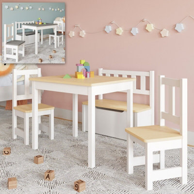 Children's solid wood table and chairs best sale