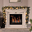 URBNLIVING 548cm 70 LED Bulbs Pre Lit Christmas Garland Green LED Lights Xmas Decoration Fireplace Wreath
