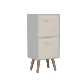 URBNLIVING 54cm Height  2 Tier White Wooden Storage Bookcase Scandinavian Style Pine Legs With Cream Inserts
