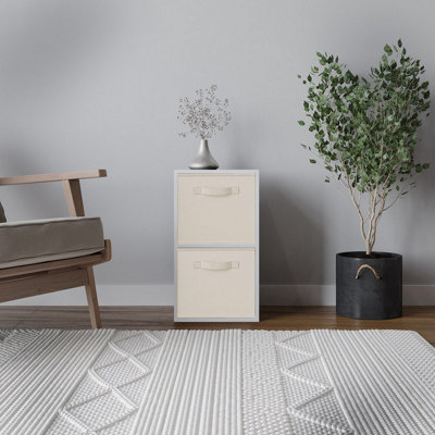 URBNLIVING 54cm Height 2 Tiers White Wooden Shelves Cubes Storage Units ...