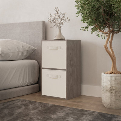 URBNLIVING 54cm Height Cedar Grey 2-Tier Cube Shelving Unit with Cream ...