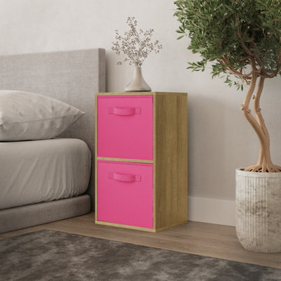 URBNLIVING 54cm Height Distressed Wood 2-Tier Cube Shelving Unit with ...